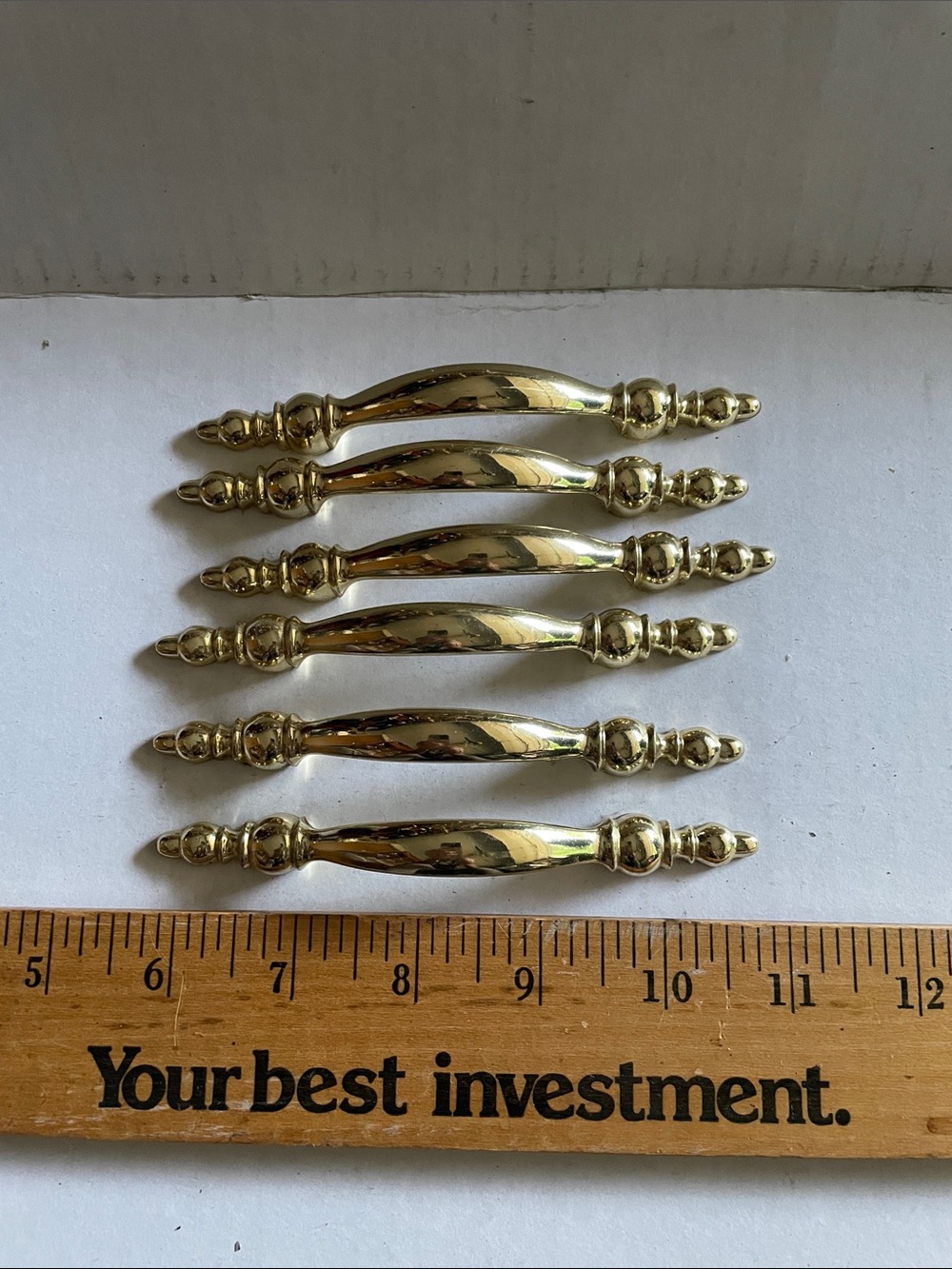 Brass Tone Decorative Drawer Pulls - Set of 6